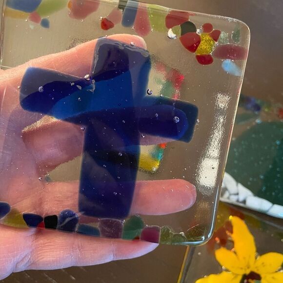 Glass Mosaic Colorful Coasters Yard Art set of 4 - Picture 7 of 13